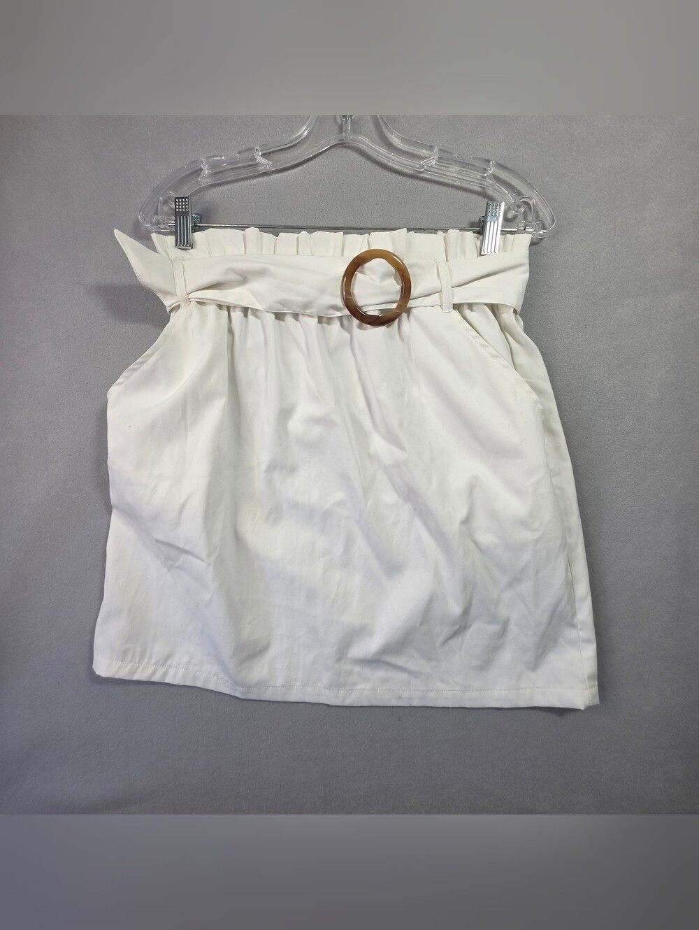 Mi Ami by Francesca's High-Waist Paperbag Mini Skirt Medium  Belted And Pockets